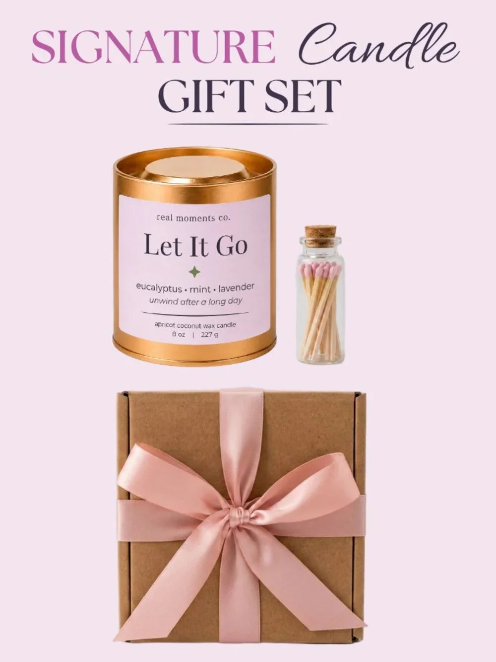 Let It Go Candle, Eucalyptus, Mint & Lavender, Self Care Candle Gift Set